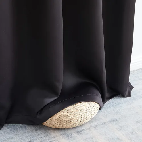 Miniatura 5 de HLC.ME Cortinas Oxford negras de 84 pulgadas de largo, cortinas negras para dormitorio, con aislamiento térmico, bloqueo de luz, paneles de cortina