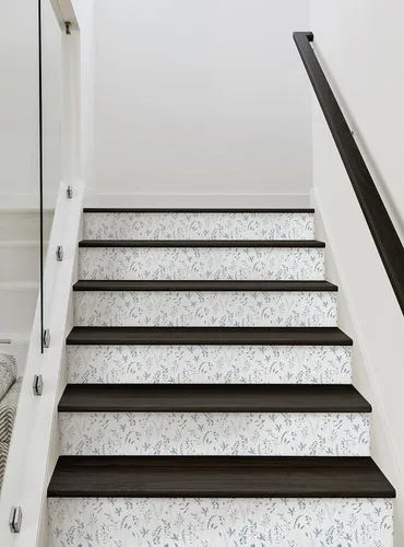 Miniatura 2 de Tiras elevadoras de escalera para despegar y pegar hojas botánicas de acuarela (azul, paquete de 6, 48 pulgadas de ancho x 6 pulgadas de alto)