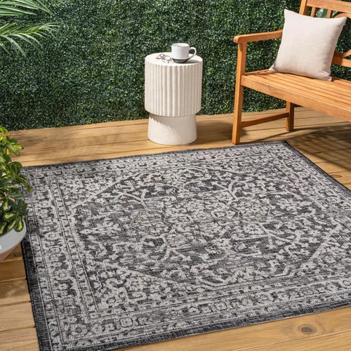 Miniatura 11 de JONATHAN Y Boho Medallion - Alfombra para interiores y exteriores, 3 x 5 pies, color verde azulado/gris, tejido texturizado Malta, para patio