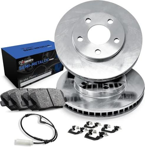 R1 Concepts Frenos traseros y rotores | Accesorios incluidos| Kit de pastillas de freno y rotores traseros semi Met | Compatible con Chrysler Sebr