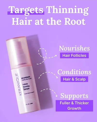 Miniatura 3 de Keranique Suero engrosador del cabello - Spray de refuerzo de folículo enriquecido con queratina avanzado para restaurar la densidad y un
