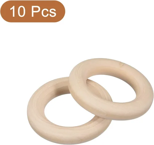Miniatura 3 de uxcell 10 anillos de madera natural de 1.969 in (2 pulgadas), círculos de madera lisa sin terminar de 0.394 in de grosor para manualidades, tejer
