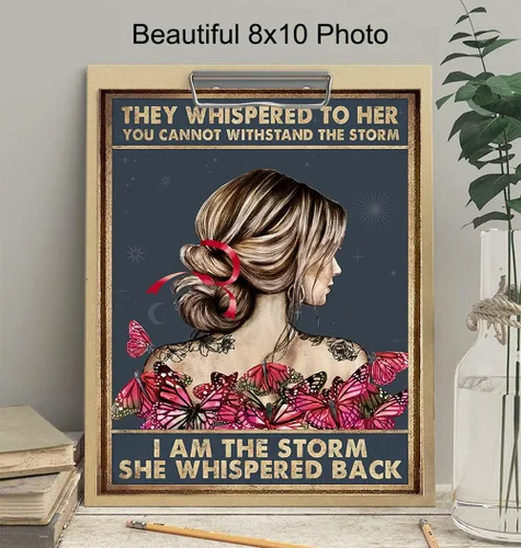 Miniatura 4 de They Whispered to Her You Cannot Withstand The Storm - Arte de pared con cita inspiradora - Decoración de pared de mariposa - Regalos motivacionales