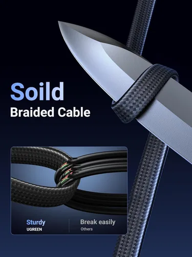 Miniatura 5 de UGREEN Cat 8 Ethernet Cable 50FT, Flat High Speed 40Gbps 2000Mhz Internet Cable 26AWG Braided Network Cord RJ45 Shielded Indoor LAN Cables