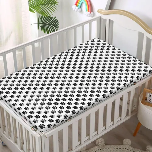 Miniatura 2 de Dog Paws - Sábanas bajeras ajustables para cuna pequeñas, portátiles suaves y elásticas, sábana bajera para cuna o sábana para cama de niño pequeño
