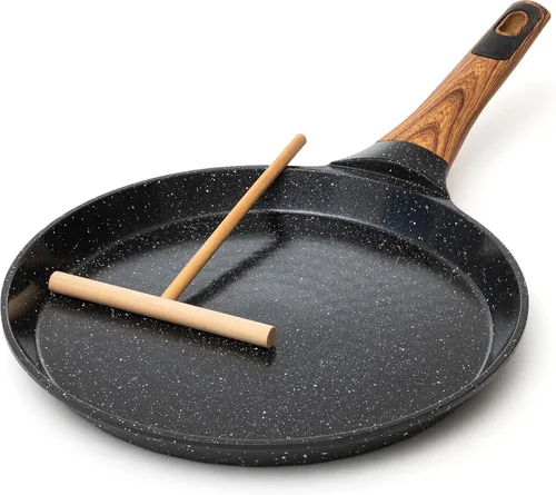 Miniatura 8 de Moss & Stone - Sartén antiadherente de 9.5 pulgadas para crepas con esparcidor – Dosa Tawa de cerámica, sartén plana para roti, panqueques, Estufa