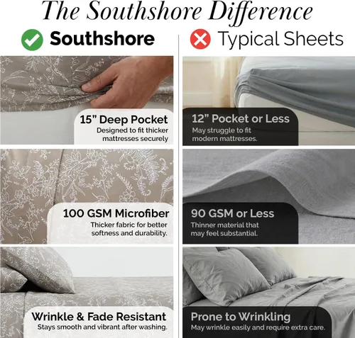 Miniatura 4 de Southshore Fine Living, Inc. - Juego de sábanas estampadas de microfibra, Microfibra, gemelo