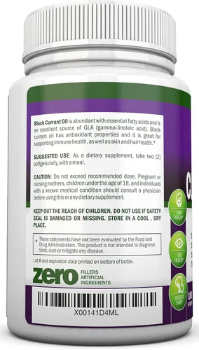 Miniatura 3 de Aceite de grosella negra, 1000 mg, 180 cápsulas blandas, aceite de semilla de grosella negra puro prensado en frío, sin hexano, 140 mg de GLA por