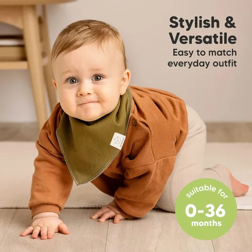 Miniatura 4 de KeaBabies Paquete de 8 baberos orgánicos tipo bandana para bebés para niños y niñas, baberos triangulares súper absorbentes para babear y dentición