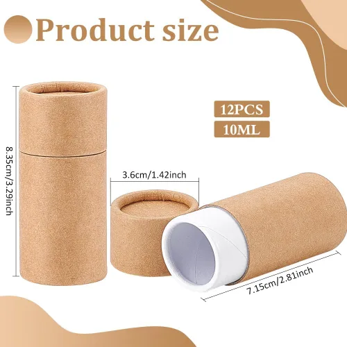 Miniatura 2 de BENECREAT 12 tubos de cartón Kraft BurlyWood de 0.3 fl oz, recipientes redondos de cartón, tubos de bálsamo labial, tubos de cartón para lápices