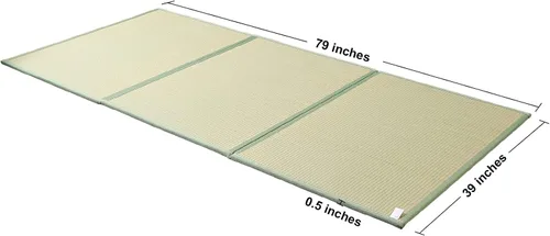 Miniatura 2 de Tapete de tatami (individual de 79 x 39 x 0.5 pulgadas), colchón tradicional japonés de tatami, colchón de tatami de suelo de hierba rush natural