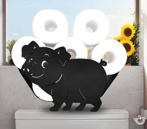 Miniatura 10 de Black Bear - Soporte de papel higiénico de metal, divertido soporte de papel de animales para baños, organizador independiente con capacidad para 8