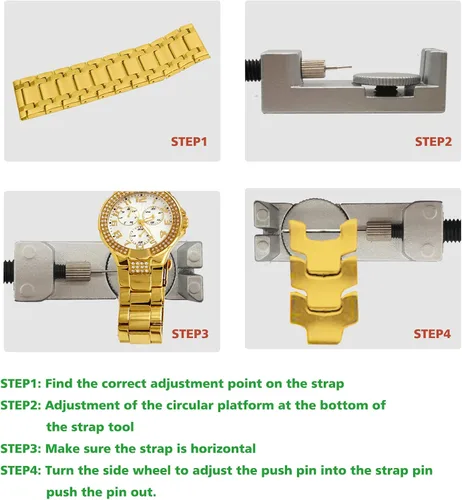 Miniatura 6 de Sdanart Kit de herramientas de extracción de eslabones de reloj, herramienta de extracción de pines de reloj con 10 pines adicionales para removedor