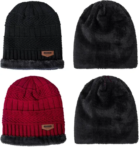 Miniatura 101 de Loritta Gorro de invierno cálido de punto grueso y holgado para hombre