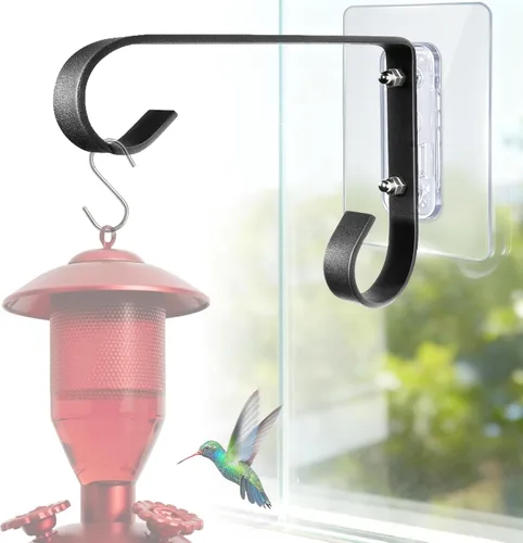 Miniatura 10 de Soporte de ventana para colgar comederos de pájaros: comedero de metal colgante para pájaros de 6 pulgadas - comedero geométrico para colibríes