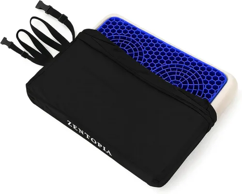 Cojín de asiento de gel y espuma viscoelástica – Oficina – Cojín ergonómico para el dolor de coxis – Silla de escritorio Cojín de asiento de coche –