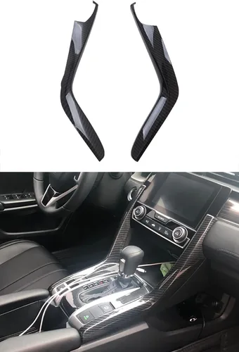 Kadore Tira de moldura de palanca de cambios interior de fibra de carbono para Honda Civic 10ª generación LHD 2016 2017 2018 2019 2020 2021