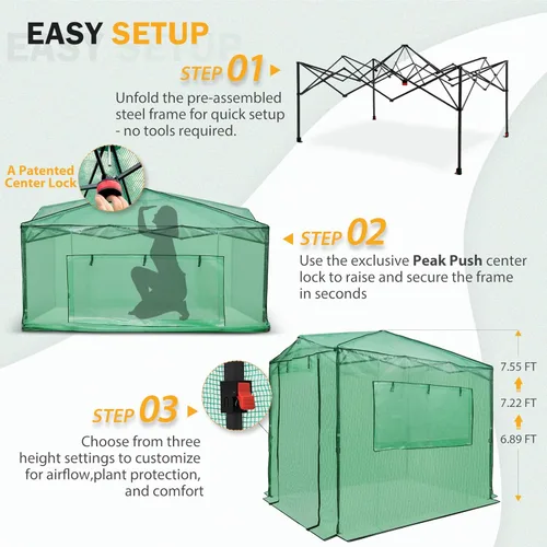 Miniatura 6 de EAGLE PEAK - Invernadero instantáneo emergente, para plantas de jardinería en interiores y exteriores, puertas con cremallera enrollable y ventanas