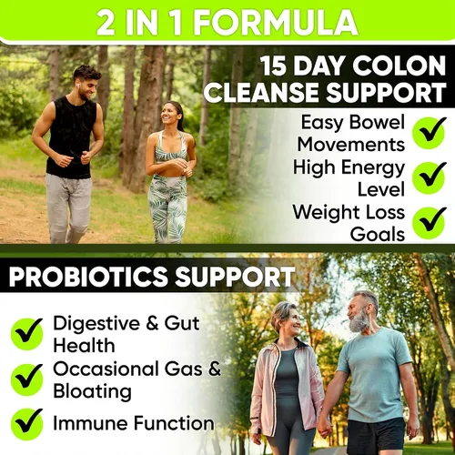 Miniatura 2 de 15 días de limpieza intestinal desintoxicante para mujeres y hombres - Limpieza avanzada de colon de 15 días con probióticos y cáscara de psyllium