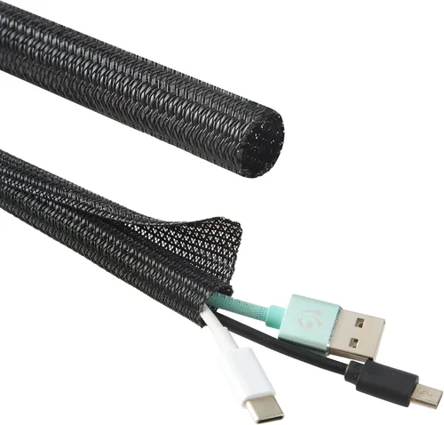Miniatura 9 de Split Wire Loom - Funda trenzada de 3/8 pulgadas, 50 pies, para gestión de cables, protector de cable para mascotas, TV, escritorio y automóvil