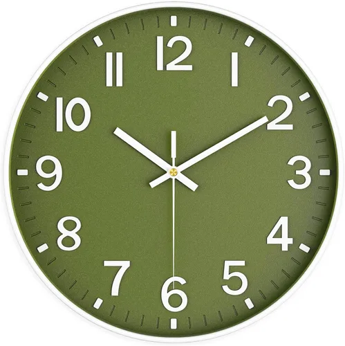 Miniatura 12 de Reloj de pared negro, reloj de pared de 8 pulgadas, funciona con pilas, redondo, moderno, sin tictac, silencioso, digital, analógico, pequeño, reloj