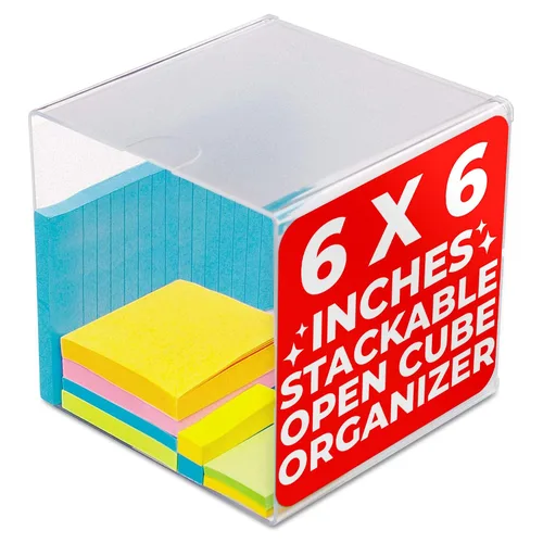 Miniatura 10 de Deflecto Organizador apilable de cubos abiertos, organizador de escritorio y manualidades, transparente, grande, 6 pulgadas de ancho x 6 pulgadas