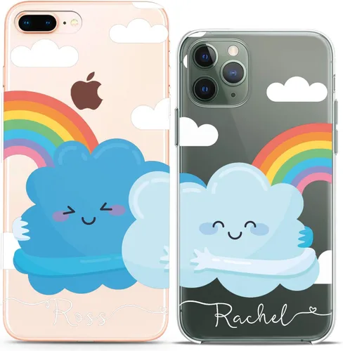 Miniatura 15 de Fundas a juego para parejas compatibles con iPhone 16 15 14 13 12 11 Pro Max Mini Xs X 6s 8 Plus 7+ Xr 10 SE 5 personalizado de madera con nombre