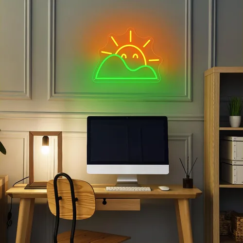 Miniatura 24 de Letrero de neón de baloncesto, 9.84 x 9.84 pulgadas, luz de neón LED de baloncesto, alimentado por USB con interruptor regulable, letrero LED