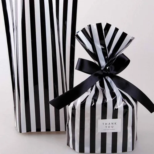 Miniatura 3 de We Moment Bolsas de celofán transparentes a rayas negras, paquete de 50