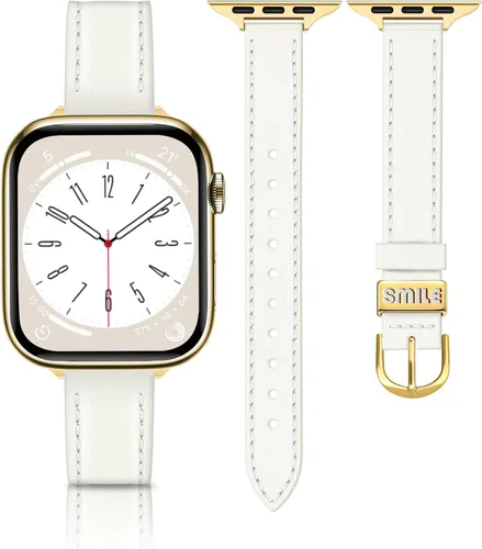 Miniatura 33 de JR.DM Correas de cuero delgadas compatibles con Apple Watch Band 1.496 in 1.575 in 1.614 in 1.654 in 1.732 in 1.772 in 1.811 in 1.929 in, correa