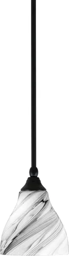 Miniatura 107 de Toltec Lighting Tallo Colgado Mini colgante, acabado de cobre negro, 3.5" cuadrado humo burbuja vidrio
