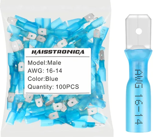Miniatura 13 de haisstronica 100 conectores de anillo termorretráctiles de grado marino azul de 1/4 pulgadas, conectores de terminales de anillo de cobre rojo