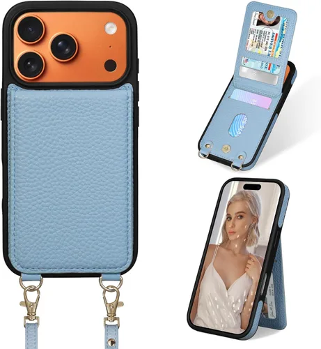 Miniatura 33 de Funda para iPhone 14 Pro Max de 6.7'', Funda Cartera Cruzada Desmontable con Ranuras para Tarjetas con Bloqueo RFID, Soporte de Anillo de 360°