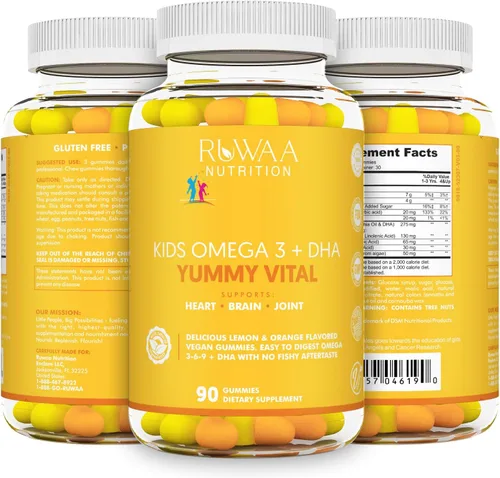 Miniatura 5 de RUWAA NUTRITION Gomitas Omega 3 para niños DHA EPA Omega 3 Suplemento 3 para niños. Sin aceite de pescado después del gusto Vegano Omega 3 6 9 +