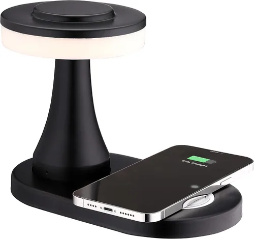Miniatura 8 de O'Bright - Lámpara de mesa LED portátil con almohadilla de carga inalámbrica, lámpara de noche regulable y recargable, luz ambiental para Oro