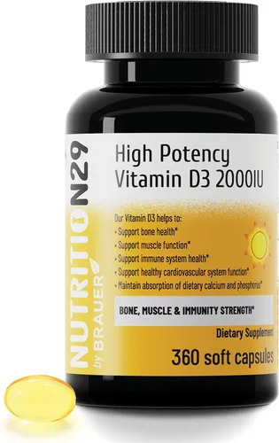 Vitamina D3 2000 UI (50 mcg) con vitamina D3 Provitas® de grado USP, aceite de oliva dual y MCT para una mayor absorción, hueso, músculo e inmune,