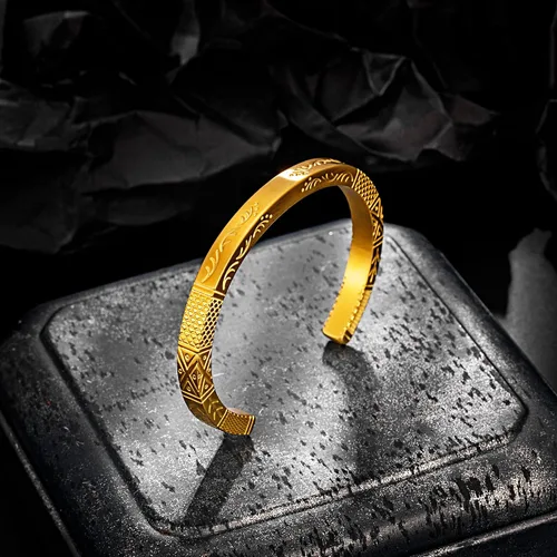 Miniatura 5 de murtoo Pulseras vikingas para hombre, de acero inoxidable, brazalete abierto, hecho a mano, tallado, inspirador, regalo para hombres, niños y él