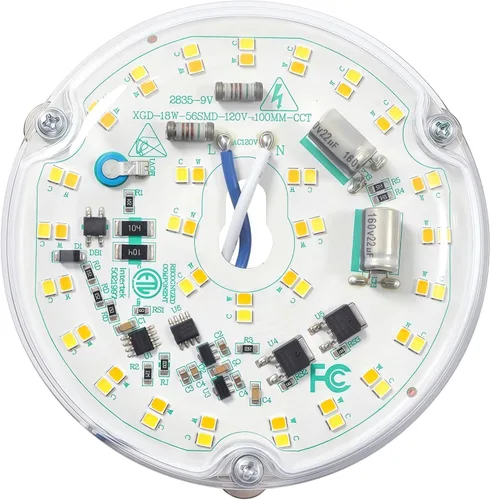 Miniatura 9 de Kit de Retrofit de Luz LED para Ventilador de Techo, 4 Pulgadas, Kit de Repuesto de Luz de Techo Motor PCB de Panel, 18W, 3CCT 3000K-4000K-5000K