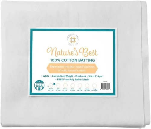 Miniatura 2 de Missouri Star Nature's Best - Manta de bateo 100% algodón, color blanco, 60 x 60 pulgadas, colcha natural para mantas, edredones de regazo