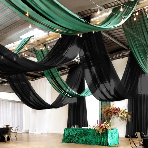 Miniatura 13 de 6 paneles de cortinas blancas para techo de boda, cortinas de techo de 5 x 10 pies, cortinas de tela transparente para arco de boda, cortinas