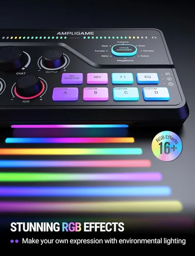 Miniatura 5 de Fifine Mezclador de juegos para chat de voz y transmisión, amplificador de auriculares de sonido envolvente de 7.1 canales, preamplificador XLR