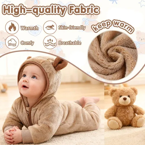 Miniatura 5 de Fairy Baby Newborn Baby Bear Outfit Suit Thin Fleece Jumpsuit Romper Hooded Winter Clothes Snowsuit Coat Infant Girls Boys