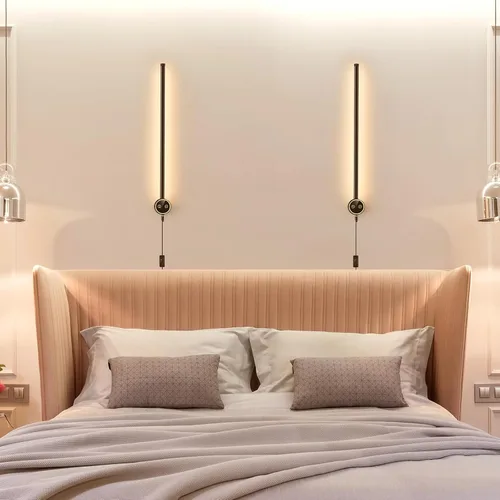 Miniatura 7 de Juego de 2 apliques de pared, 22 pulgadas, LED regulable, apliques de iluminación de pared negro mate, lámpara de pared moderna de 9 W, para sala