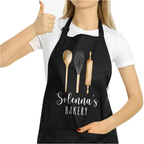 Miniatura 11 de ROKO CLOTHING Delantal de chef personalizado, diseño personalizado, delantal de cocina con dos bolsillos y correa ajustable para mujeres y hombres