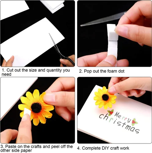 Miniatura 4 de Zonon 16 hojas cuadradas adhesivas de espuma, 3200 puntos de espuma de doble cara, mini cuadrados precortados 3D, cintas autoadhesivas
