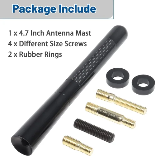 Miniatura 7 de Anina Antena de fibra de carbono de 4.7 pulgadas para Nissan Pathfinder Rogue 350Z 370Z Murano AM FM Radio Stubby 1998-2022 Mástil aéreo