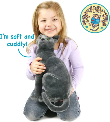 Miniatura 3 de TigerHart Rae The Russian Blue Cat - Gato gris de peluche de 12 pulgadas