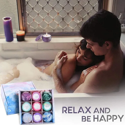 Miniatura 5 de Set de regalo de bombas de baño, 5 bombas de spa grandes con 4 velas perfumadas para mujeres, baño de burbujas hidratante con aceites esenciales