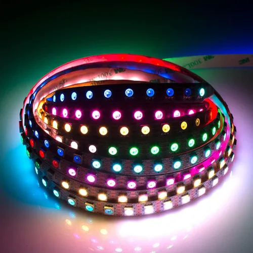 Miniatura 3 de WS2812B Tira de luz LED direccionable individual 100Pixels/m SMD 5050 RGB Pixel Strip DC5V (3.2FT 100LEDS no impermeable, PCB blanco)