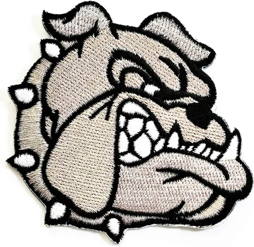 Parche bordado de cabeza gris Bulldog Pitbull de dibujos animados de animales de dibujos animados lindo cachorro carlino perro Pitbull Bulldog perro